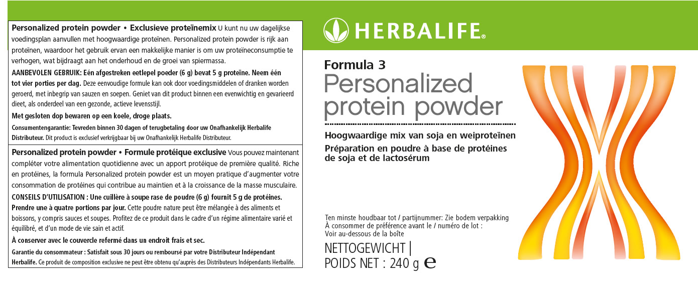 Formula 3 Personalized Protein Powder Label